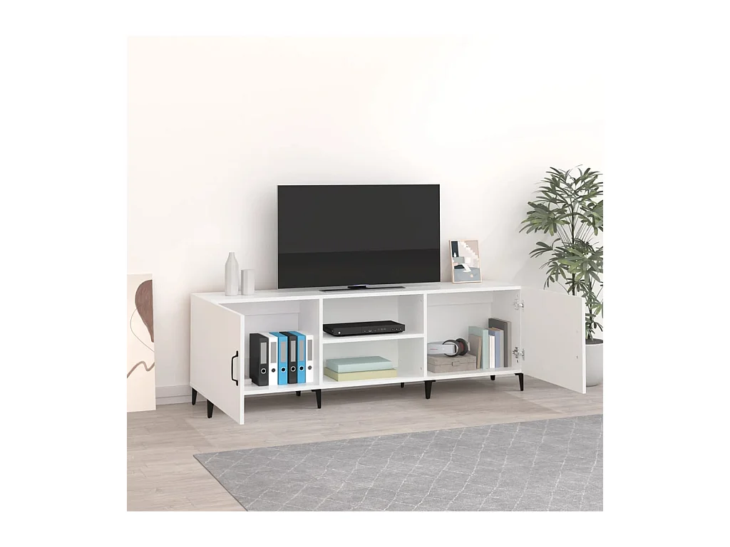 Mueble para TV  | Gabinete de TV |  Mueble de salón madera de ingeniería blanco 150x30x50 cm