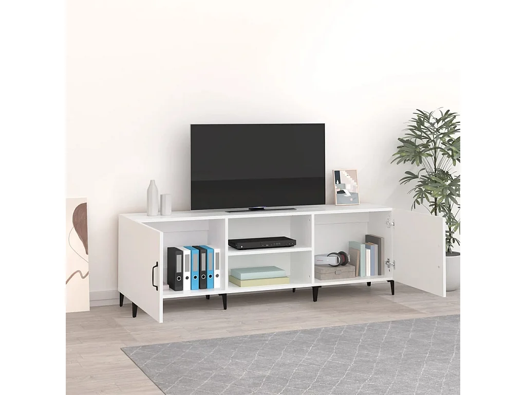 Mueble para TV  | Gabinete de TV |  Mueble de salón madera de ingeniería blanco 150x30x50 cm