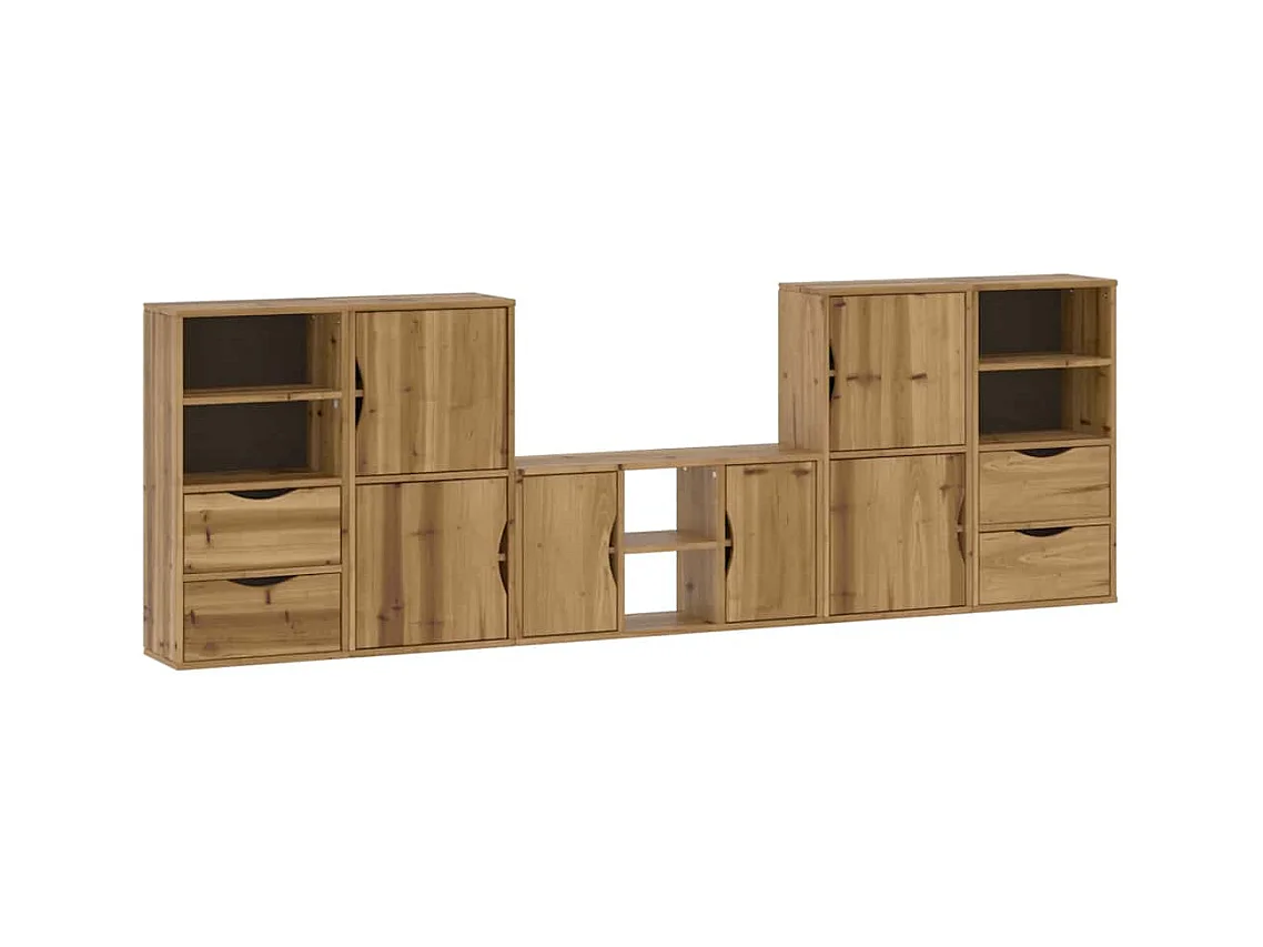 Muebles de TV | Gabinetes de TV |  Muebles de salón 5 uds. con almacenaje "ODDA" madera maciza pino