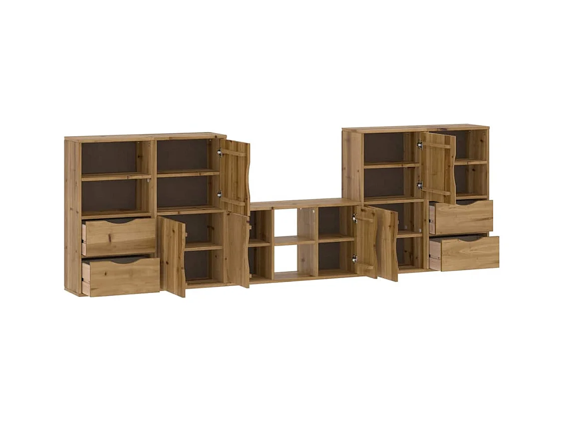 Muebles de TV | Gabinetes de TV |  Muebles de salón 5 uds. con almacenaje "ODDA" madera maciza pino