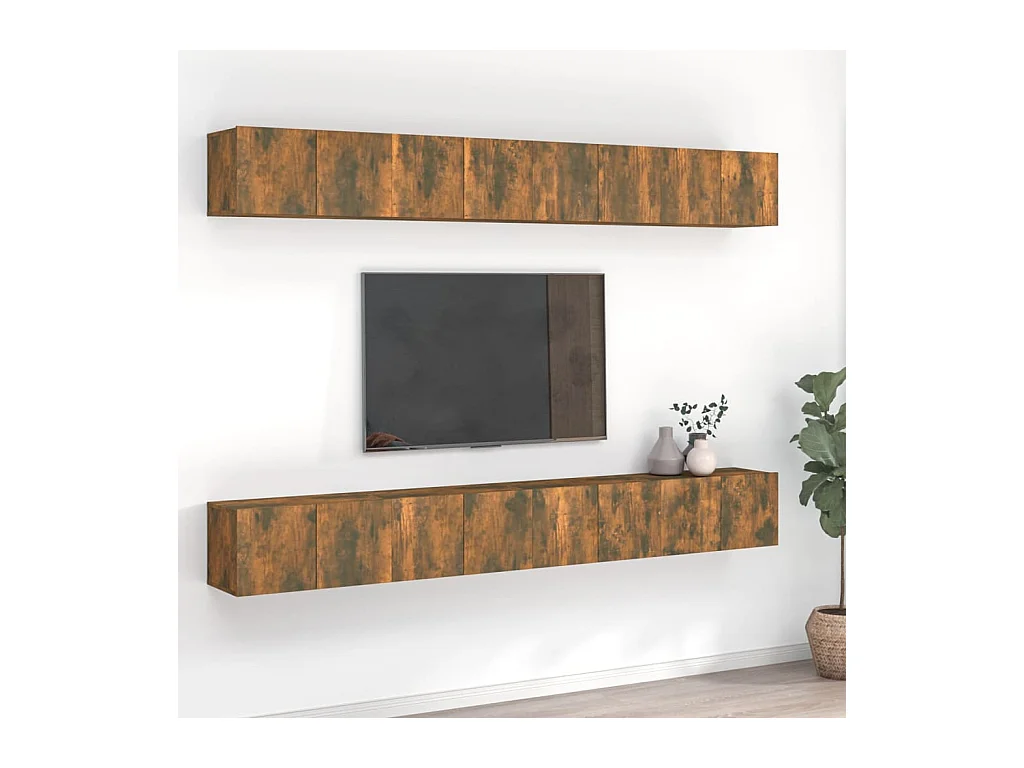 Muebles de TV | Gabinetes de TV |  Muebles de salón 8 piezas madera color roble ahumado 60x30x30 cm