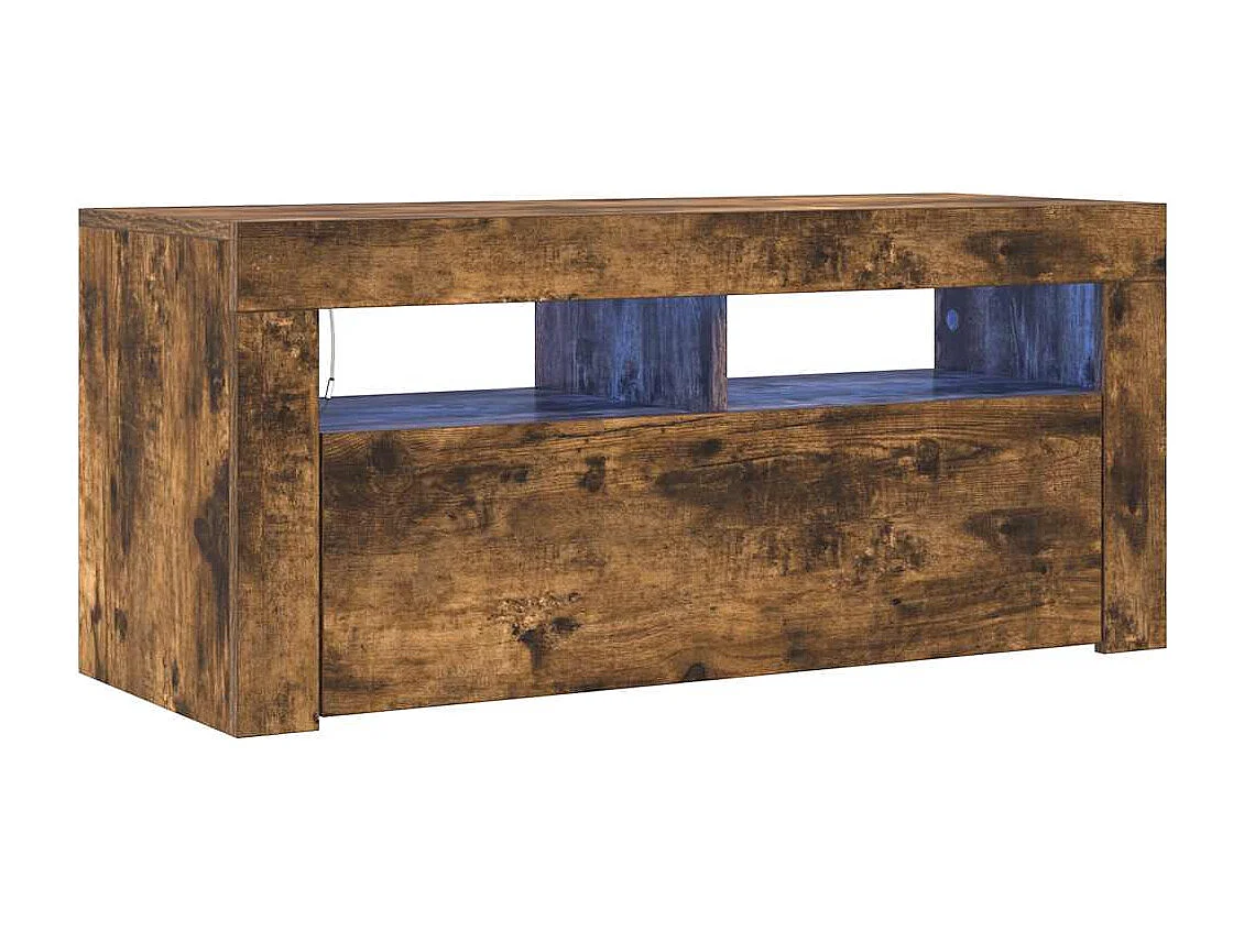 Mueble de TV | Mueble de salón con luces LED roble ahumado 90x35x40 cm