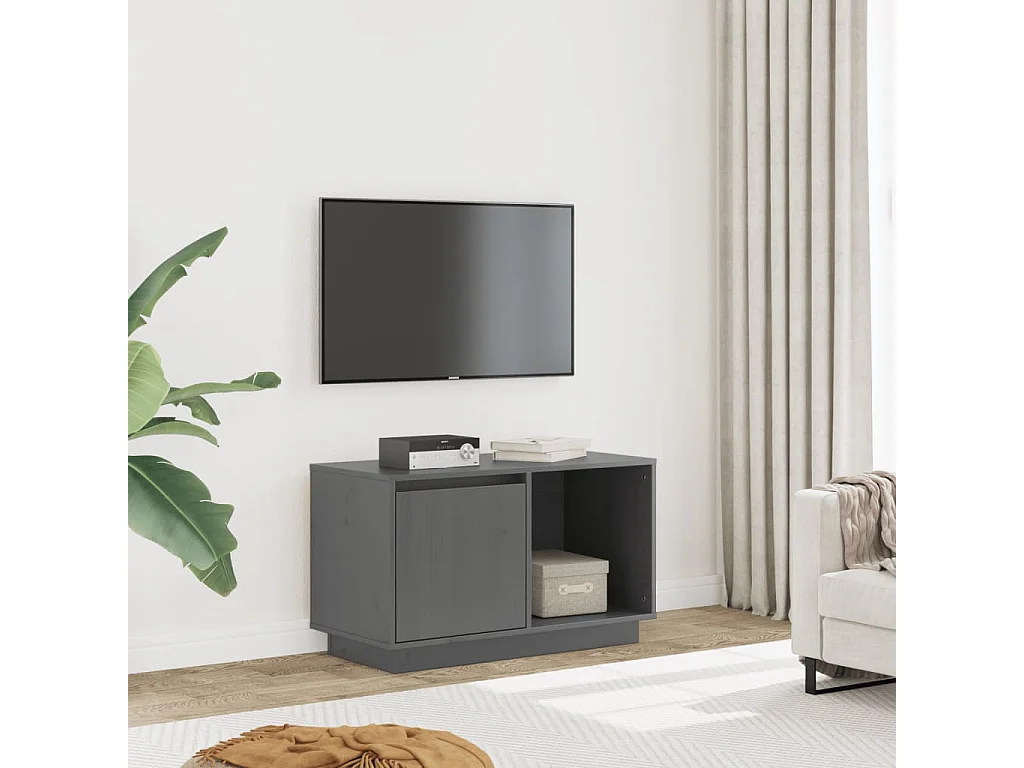 Meuble TV | Banc TV | Armoire TV Gris 74x35x44 cm Bois de pin massif