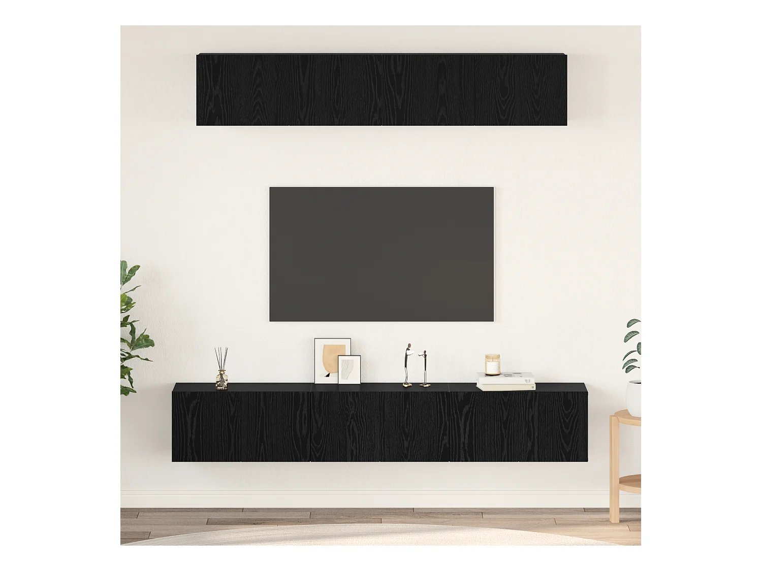 Tv-meubelset | Tv-Bank | TV-kast 5 pcs Zwart eiken 80 x 30 x 30 cm Bewerkt hout