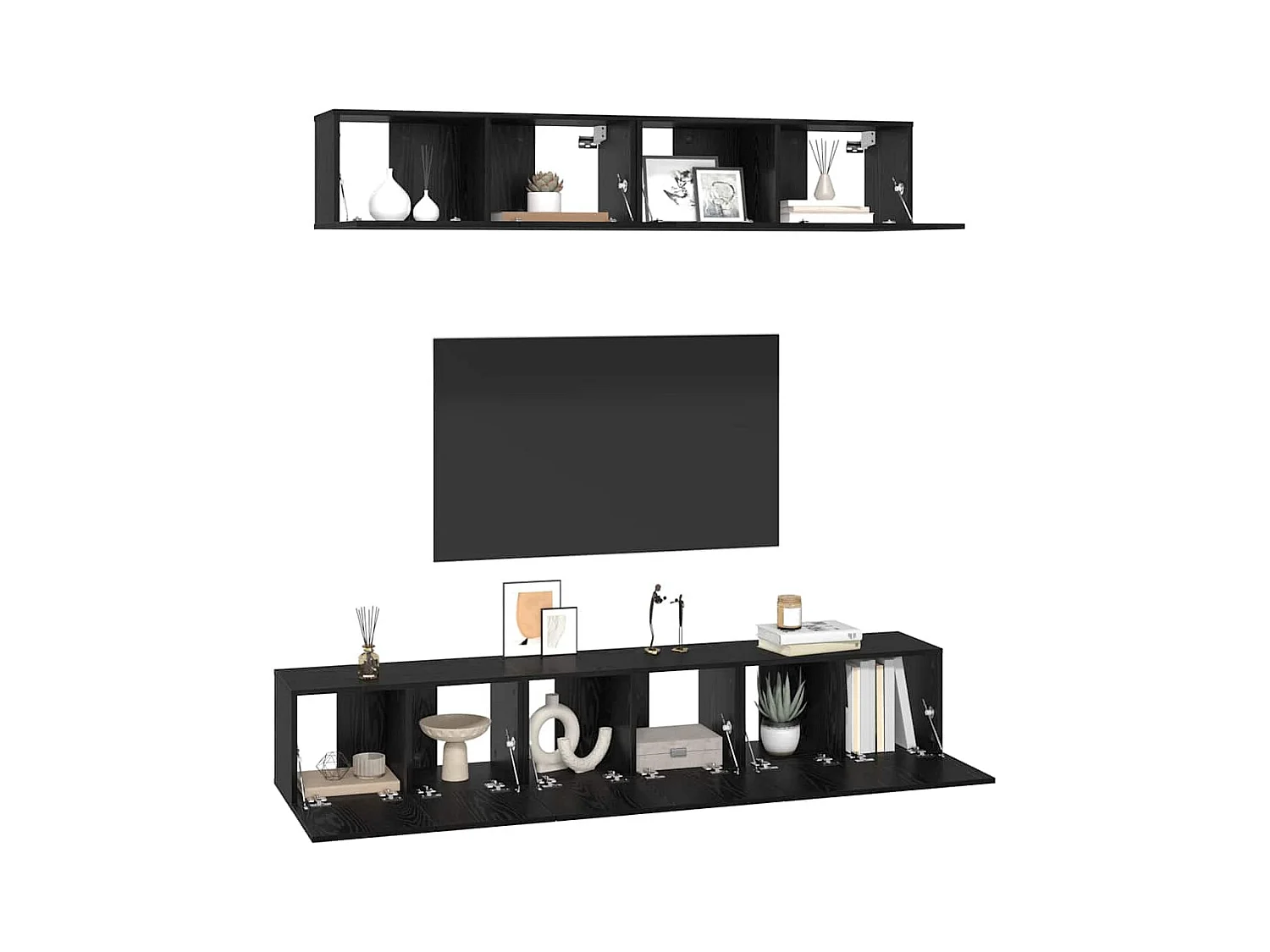 Tv-meubelset | Tv-Bank | TV-kast 5 pcs Zwart eiken 80 x 30 x 30 cm Bewerkt hout