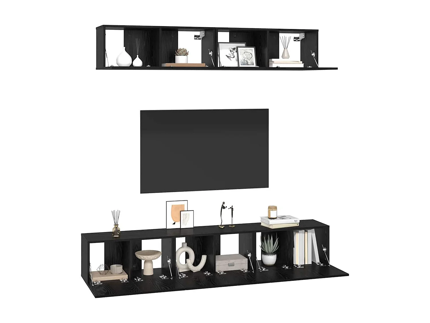 Tv-meubelset | Tv-Bank | TV-kast 5 pcs Zwart eiken 80 x 30 x 30 cm Bewerkt hout