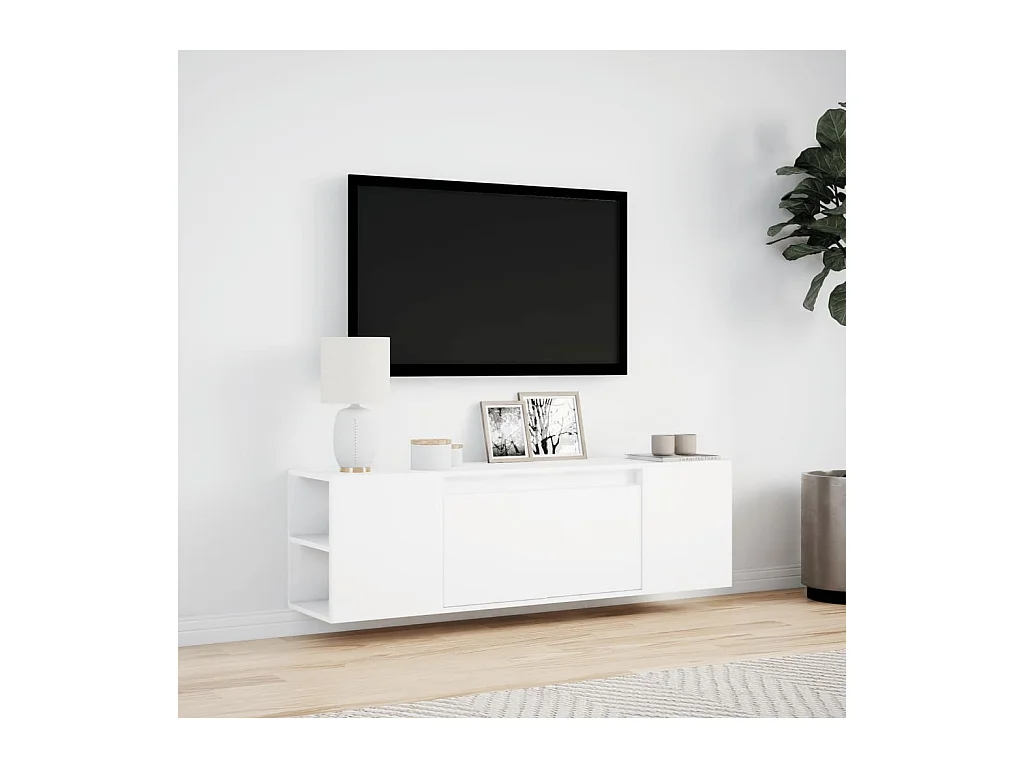 Tv-wandmeubel | TV-kast | Tv-Bank met LED-verlichting 135x31x39,5 cm wit