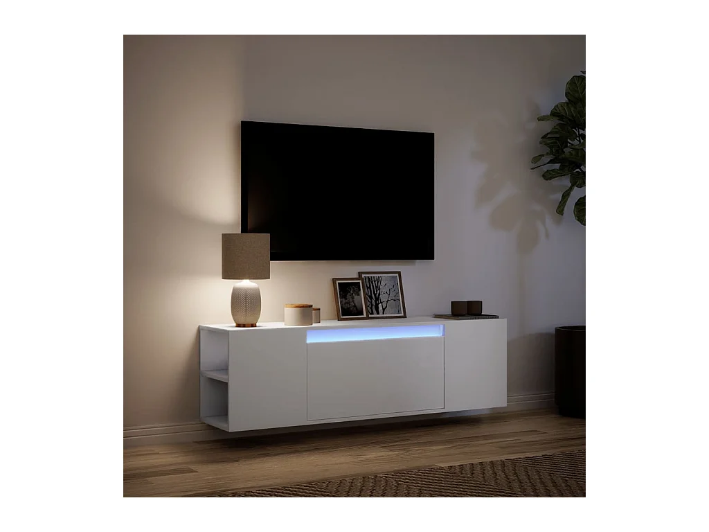 Tv-wandmeubel | TV-kast | Tv-Bank met LED-verlichting 135x31x39,5 cm wit