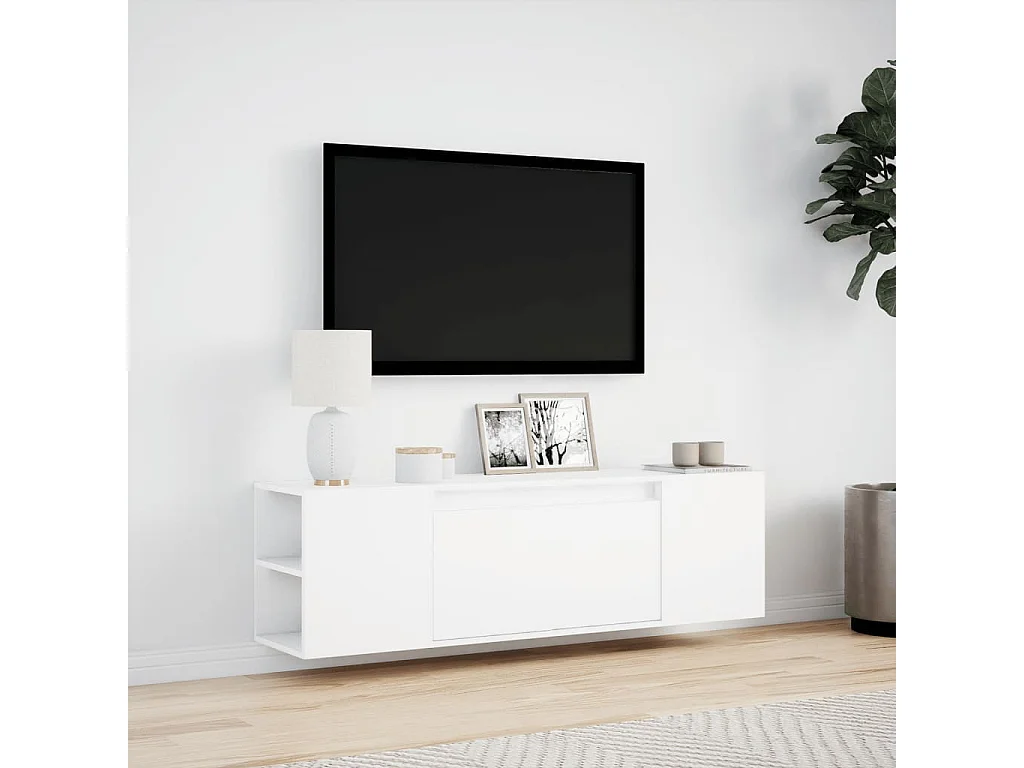 Mueble de TV | Mueble de salón de pared con luces LED blanco 135x31x39,5 cm