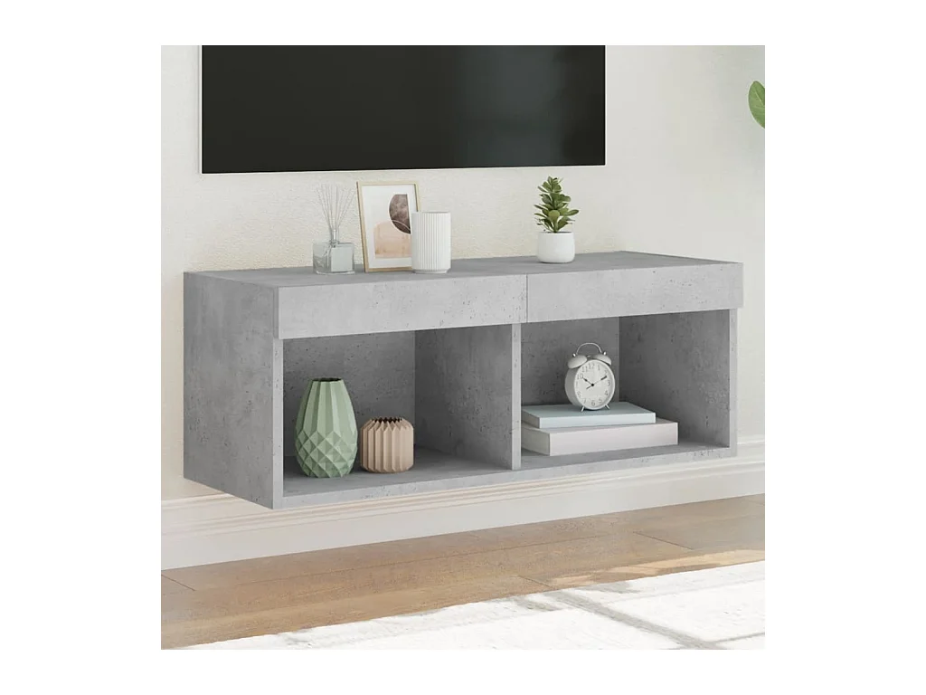 Mueble para TV  | Gabinete de TV |  Mueble de salón con luces LED gris hormigón 80x30x30 cm