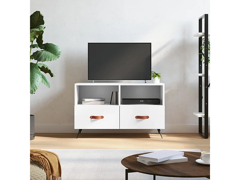 Meuble TV | Banc TV | Armoire TV Blanc 80x36x50 cm Bois d'ingénierie
