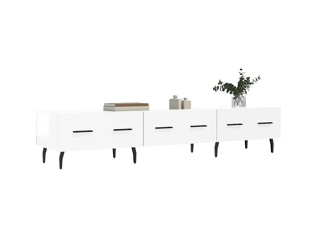 Mueble de TV | Mueble de salón madera de ingeniería blanco brillo 150x36x30 cm