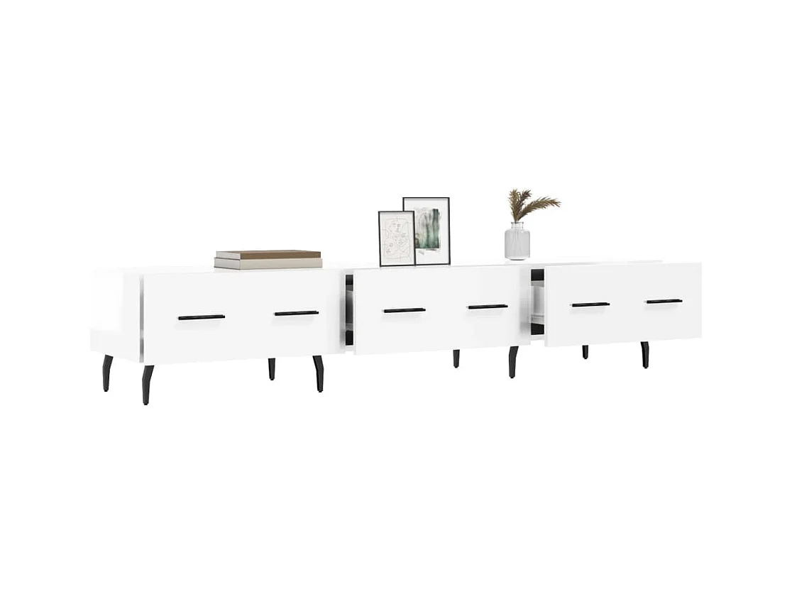 Mueble de TV | Mueble de salón madera de ingeniería blanco brillo 150x36x30 cm