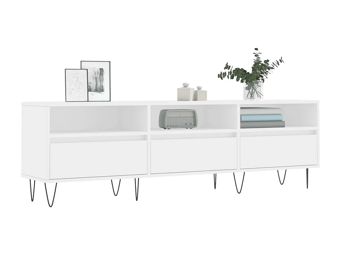 Mueble de TV | Mueble de salón madera contrachapada blanco 150x30x44,5 cm