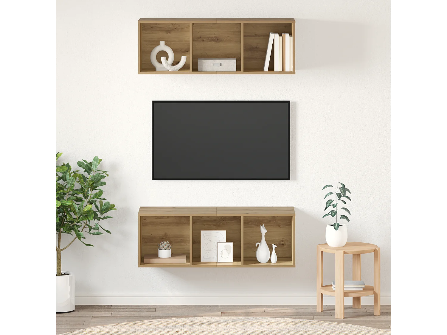 Gabinetes para TV | Muebles TV | Muebles de salón Montados en la Pared 2 pcs Roble artisan