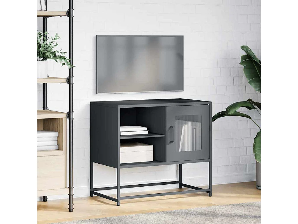Mueble para TV  | Gabinete de TV |  Mueble de salón de acero gris antracita 68x39x60,5 cm