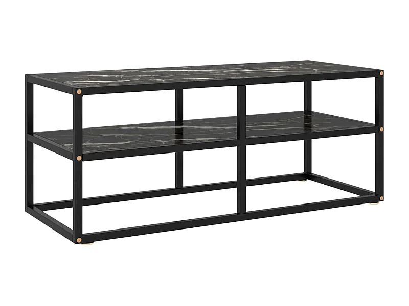 Mueble para TV  | Gabinete de TV |  Mueble de salón negro con vidrio de mármol negro 100x40x40 cm