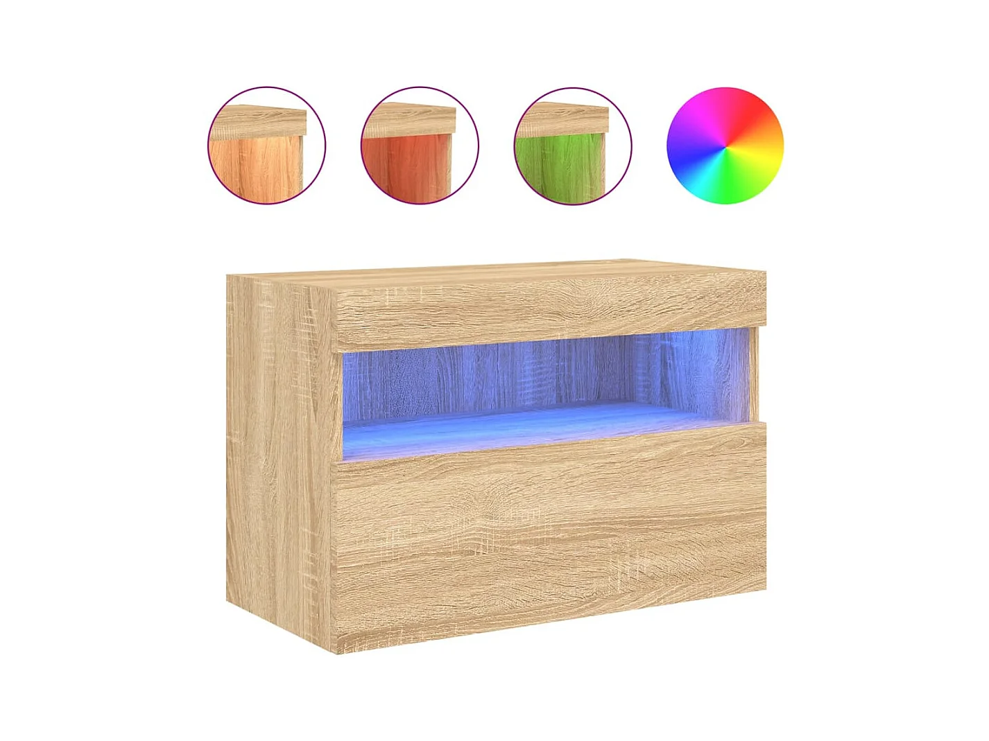 Meuble TV | Banc TV | Armoire TV mural avec lumières LED chêne sonoma 60x30x40 cm