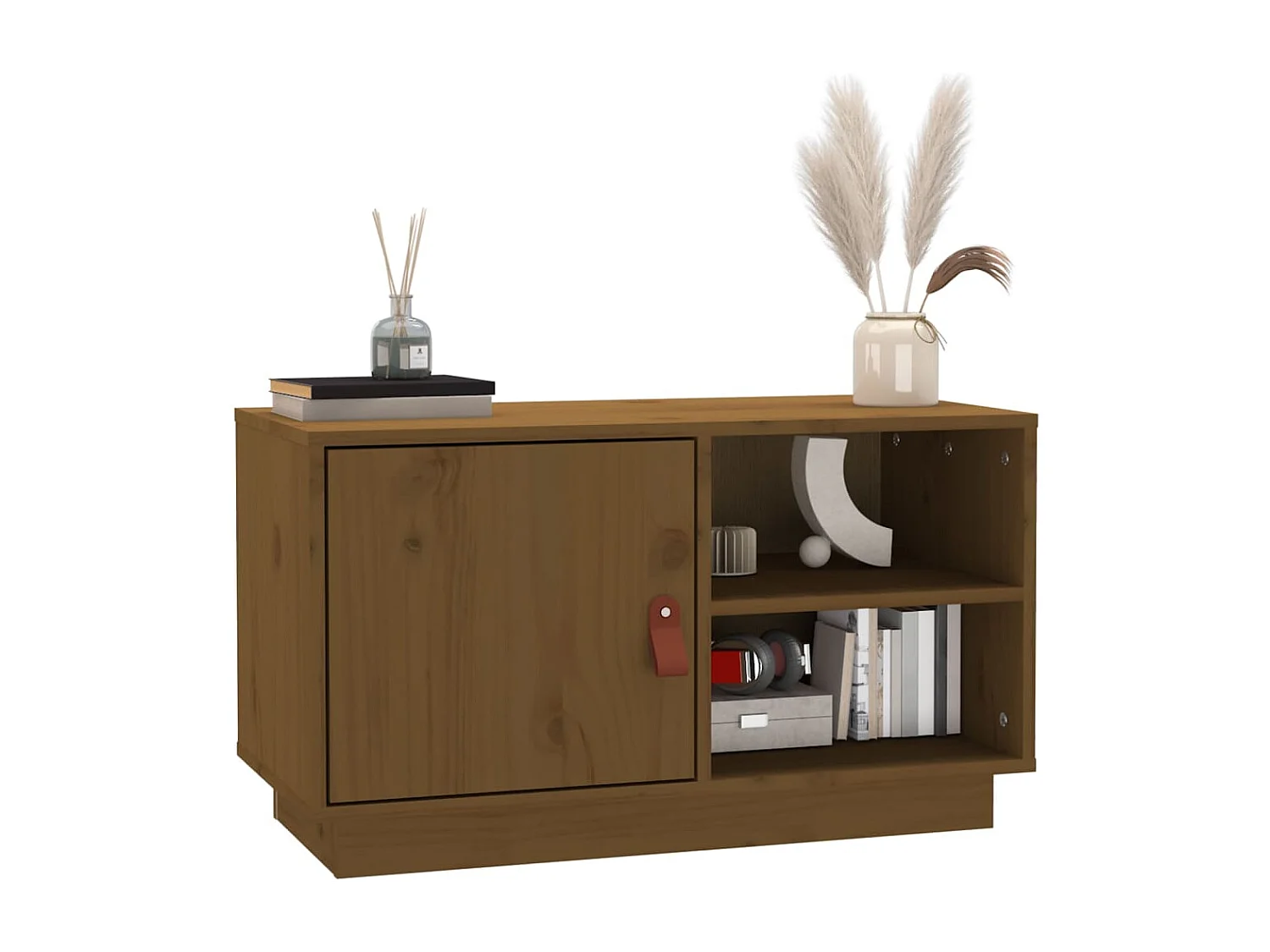 Mueble de TV | Mueble de salón madera maciza de pino marrón miel 70x34x40 cm