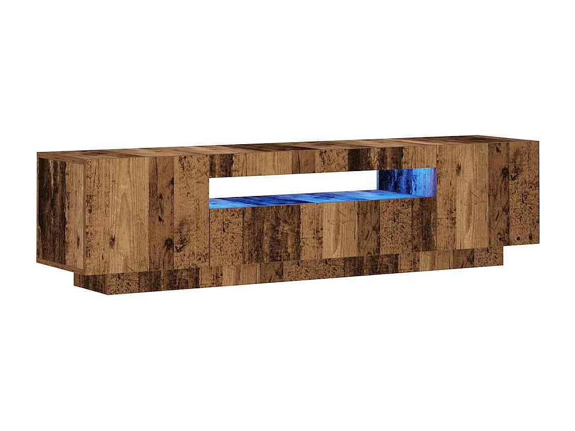 Mueble TV | Gabinete de TV | Mueble de salón luces LED madera ingeniería envejecida 160x35x40 cm