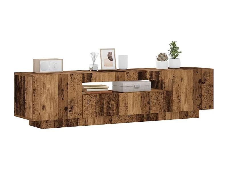 Meuble TV | Banc TV | Armoire TV avec lumières LED vieux bois bois d'ingénierie