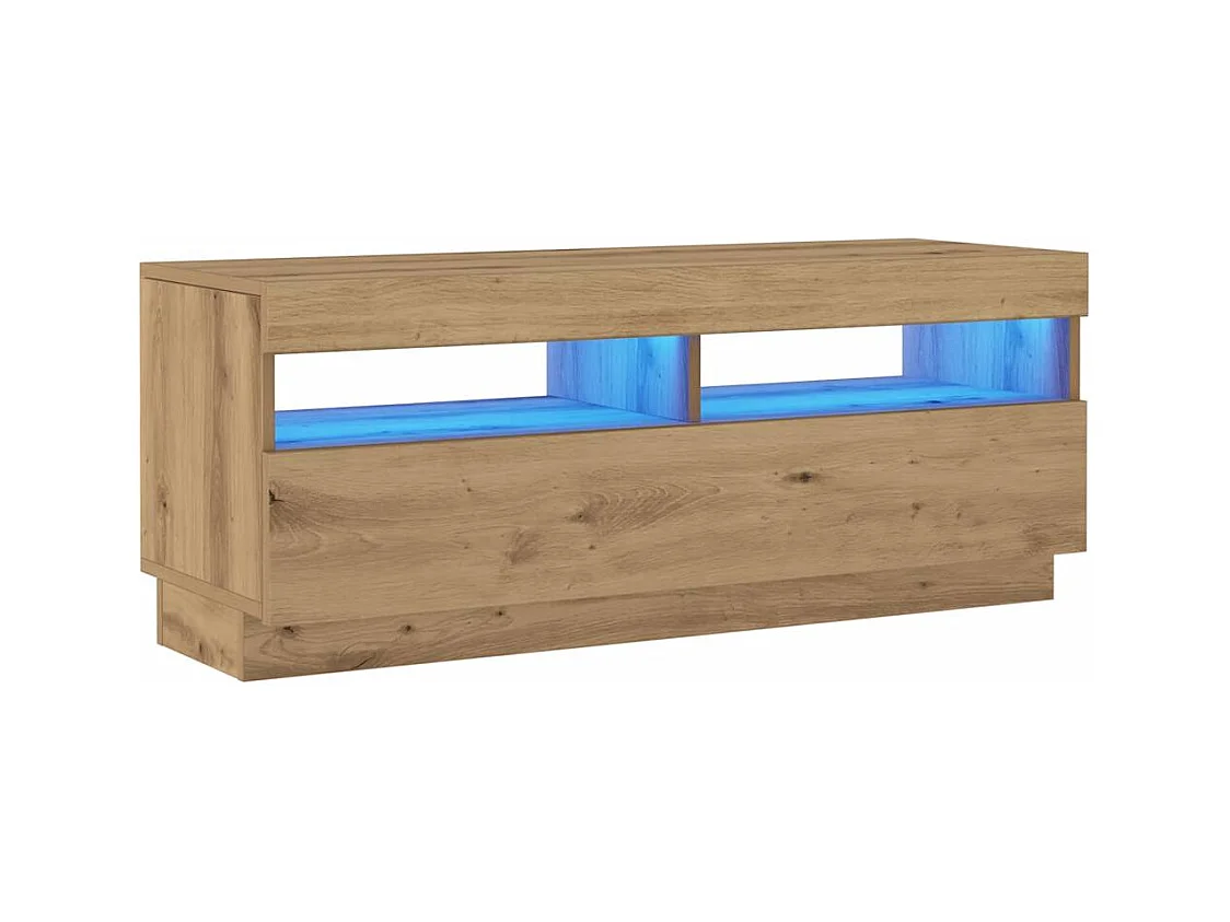 Mueble TV | Gabinete de TV | Mueble de salón luces LED madera ingeniería roble artisan 100x35x40cm