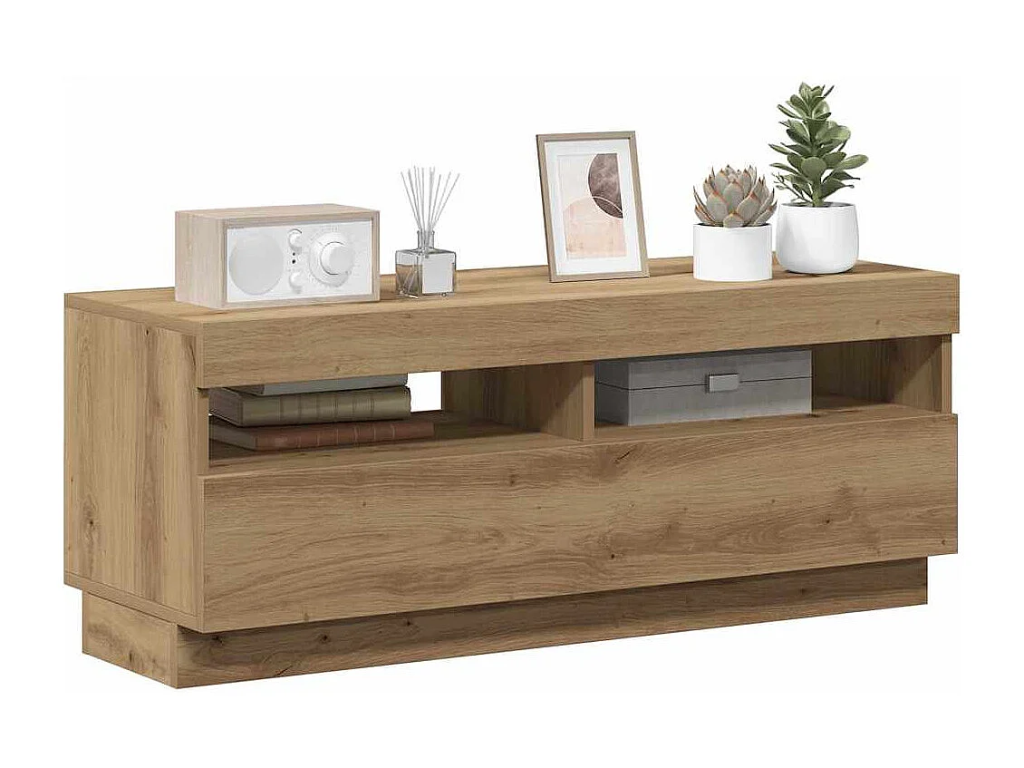 Meuble TV | Banc TV | Armoire TV avec lumières LED chêne artisanal bois d'ingénierie