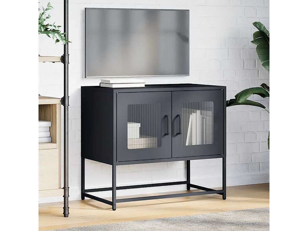 Meuble TV | Banc TV | Armoire TV anthracite 68x39x60,5 cm acier laminé à froid