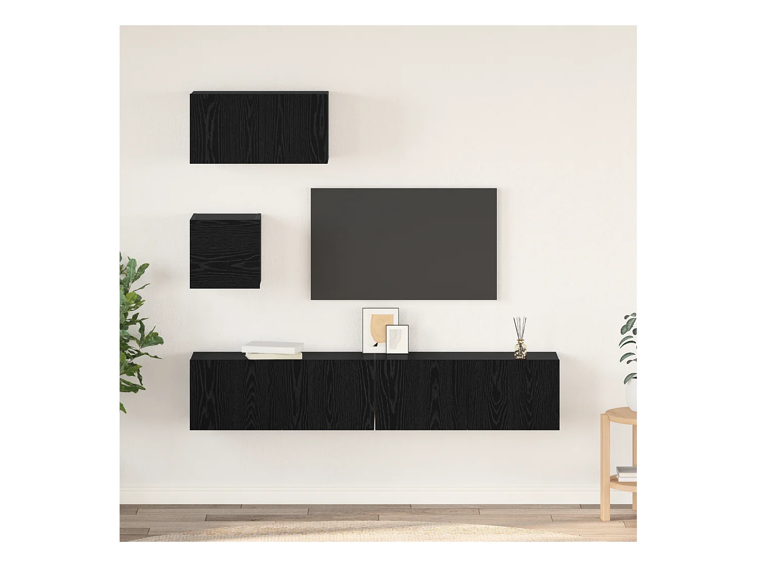 Conjunto de Mueble de TV | Mueble de salón 4 pcs Roble negro 80 x 30 x 30 cm