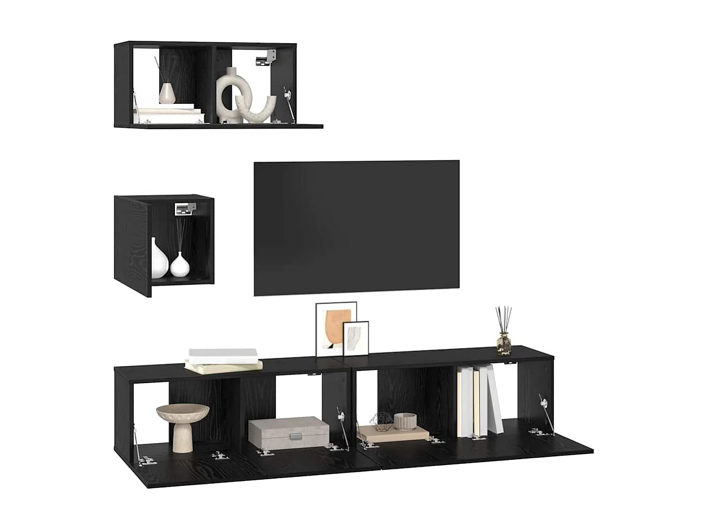 Ensemble meuble TV | Banc TV | Armoire TV 4 pcs Chêne noir 80 x 30 x 30 cm