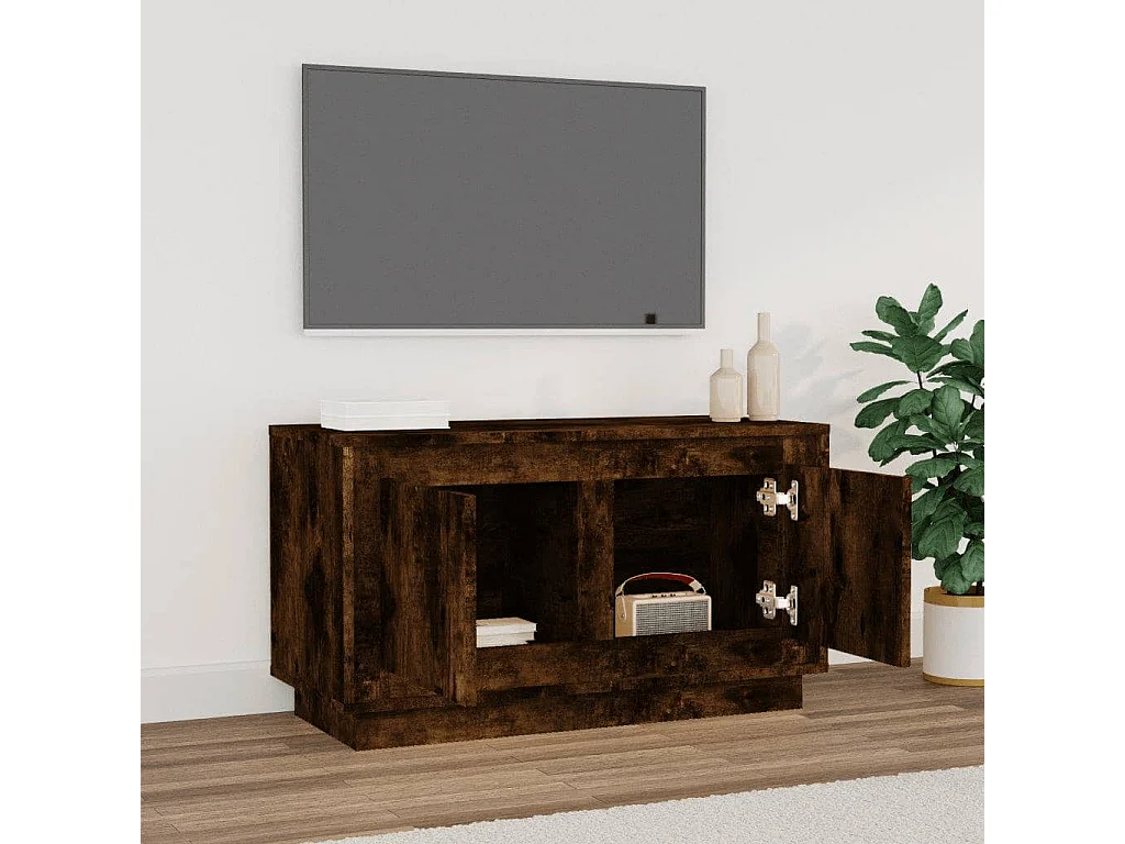 Meuble TV | Banc TV | Armoire TV chêne fumé 80x35x45 cm bois d'ingénierie