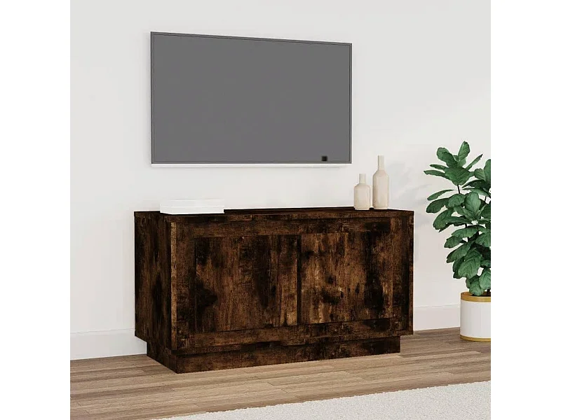 Meuble TV | Banc TV | Armoire TV chêne fumé 80x35x45 cm bois d'ingénierie