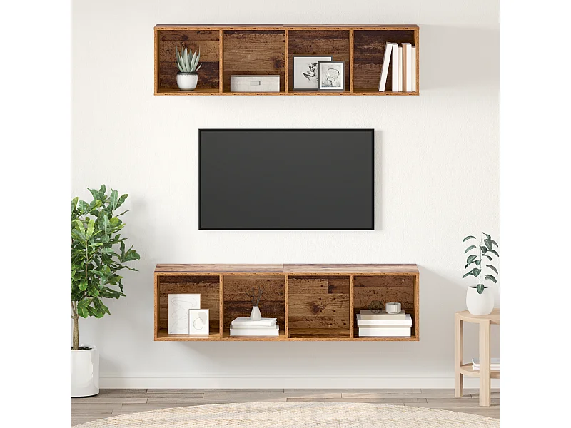 Tv-meubelset | Tv-Bank | TV-kast 2 pcs Oud hout 37 x 37 x 142.5 cm Bewerkt hout