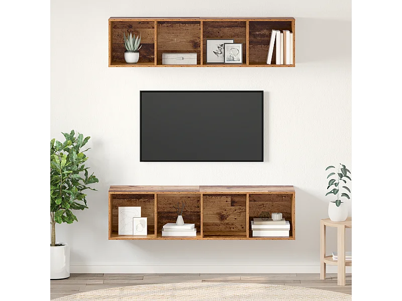 Tv-meubelset | Tv-Bank | TV-kast 2 pcs Oud hout 37 x 37 x 142.5 cm Bewerkt hout