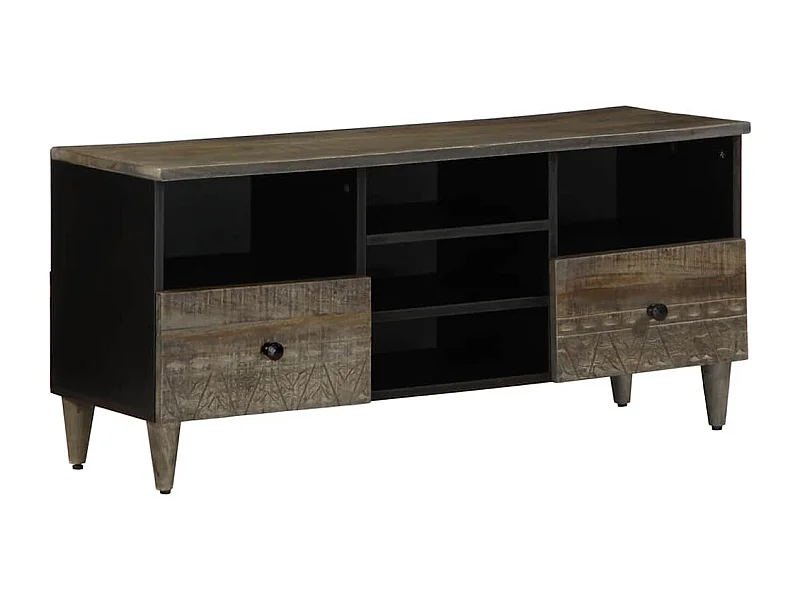 Tv-meubel | Tv-Bank | TV-kast100x33x46 cm massief mangohout zwart