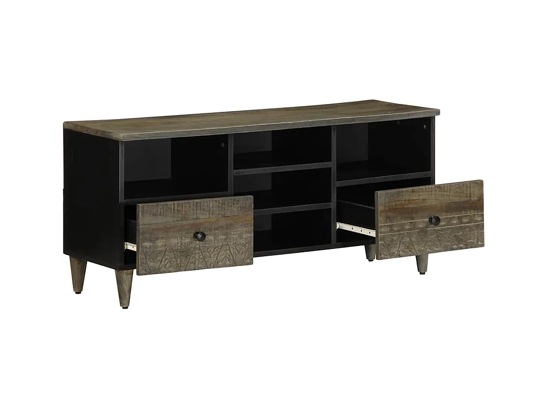 Tv-meubel | Tv-Bank | TV-kast100x33x46 cm massief mangohout zwart