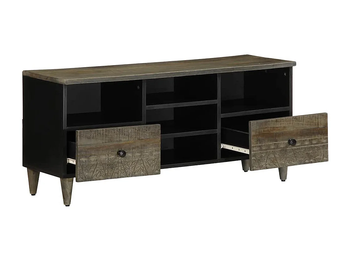 Meuble TV | Banc TV | Armoire TV noir 100x33x46 cm bois massif de manguier