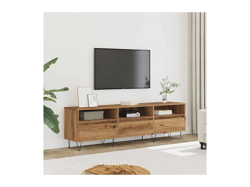 Meuble TV | Banc TV | Armoire TV chêne artisanal 150x30x44,5 cm bois d'ingénierie