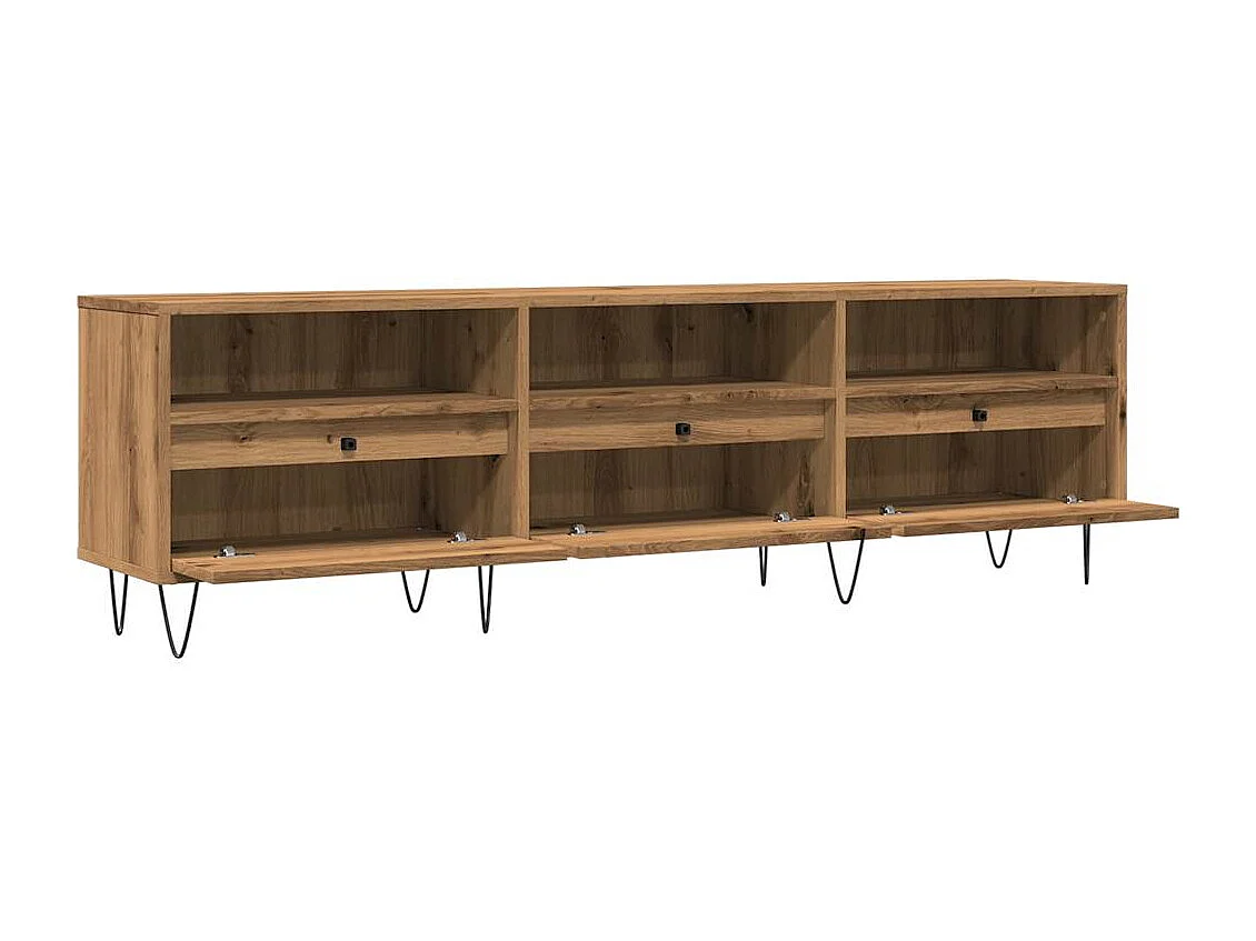 Tv-meubel | Tv-Bank | TV-kast150x30x44,5 cm bewerkt hout artisanaal eikenkleur