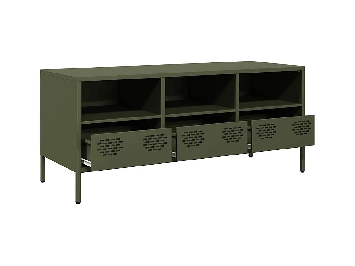 Tv-meubel | Tv-Bank | TV-kast101,5x39x43,5 cm koudgewalst staal olijfgroen