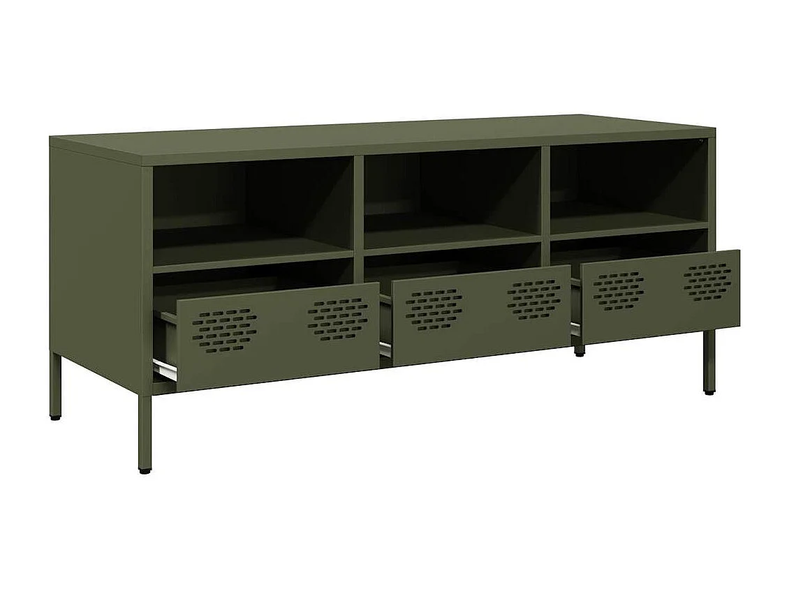 Meuble TV | Banc TV | Armoire TV vert olive 101,5x39x43,5 cm acier laminé à froid