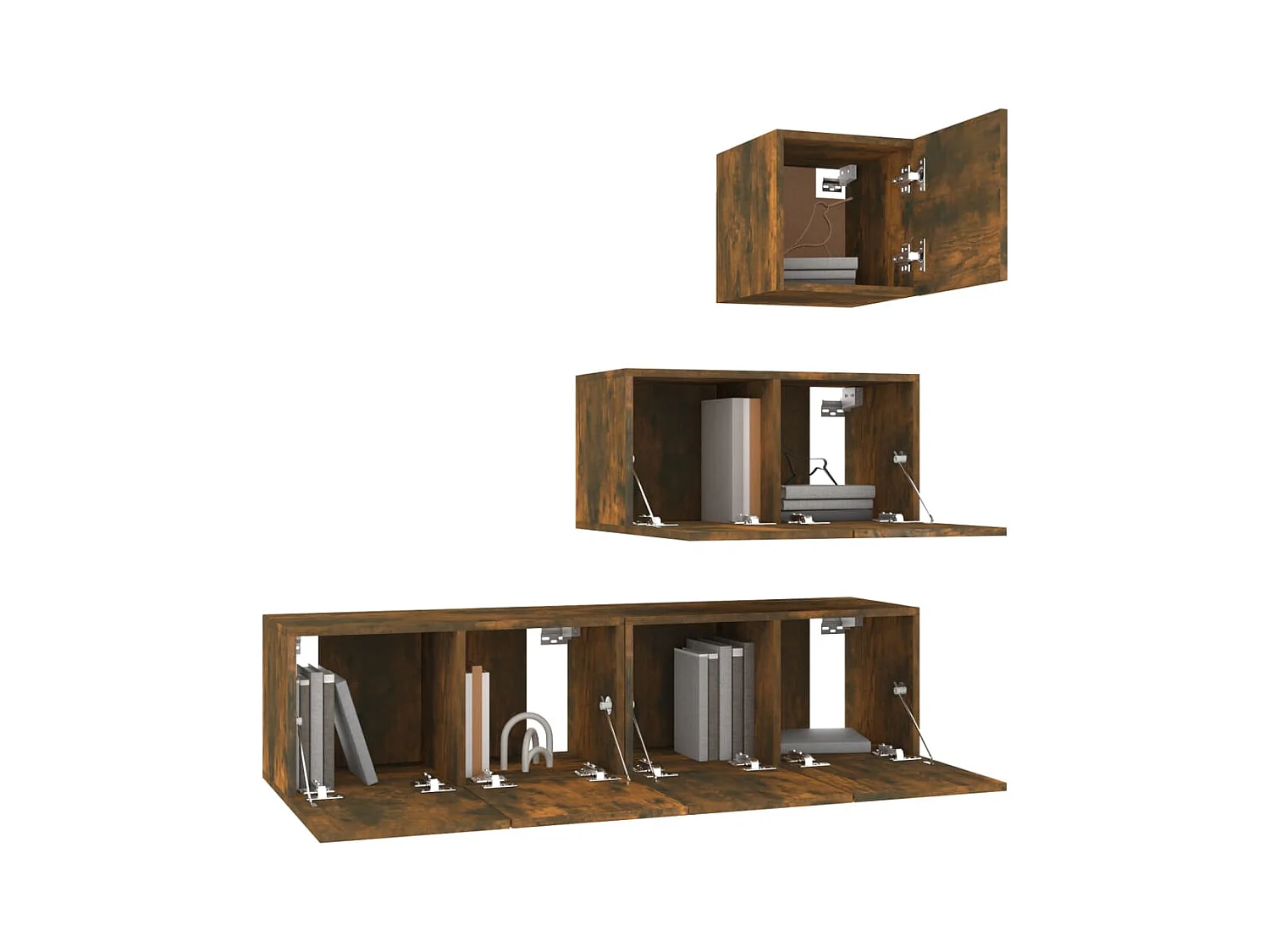 Set de muebles de TV | Gabinetes de TV |  Muebles de salón 4 pzas madera contrachapada roble ahumado