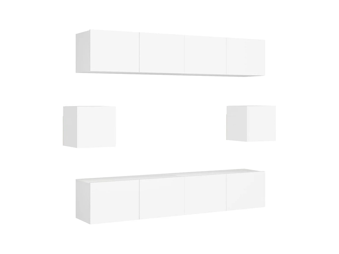 Set de muebles de salón TV | Gabinetes de TV |  Muebles de TV 6 piezas madera de ingeniería blanco