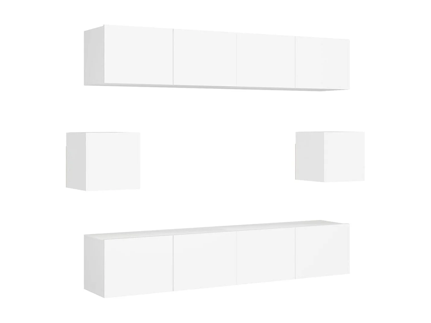 Set de muebles de salón TV | Gabinetes de TV |  Muebles de TV 6 piezas madera de ingeniería blanco