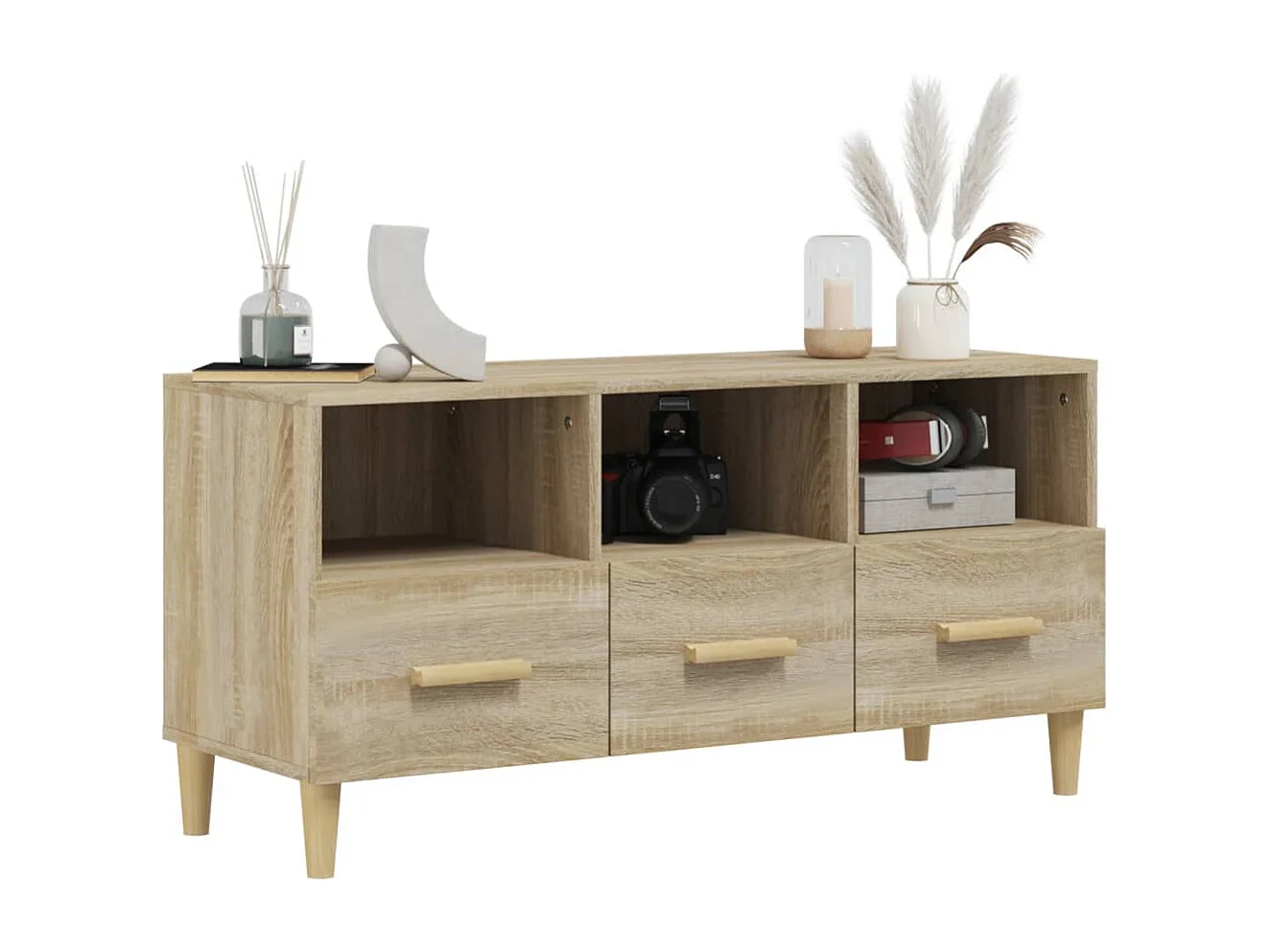 Mueble para TV  | Gabinete de TV |  Mueble de salón madera contrachapada color roble 102x36x50 cm