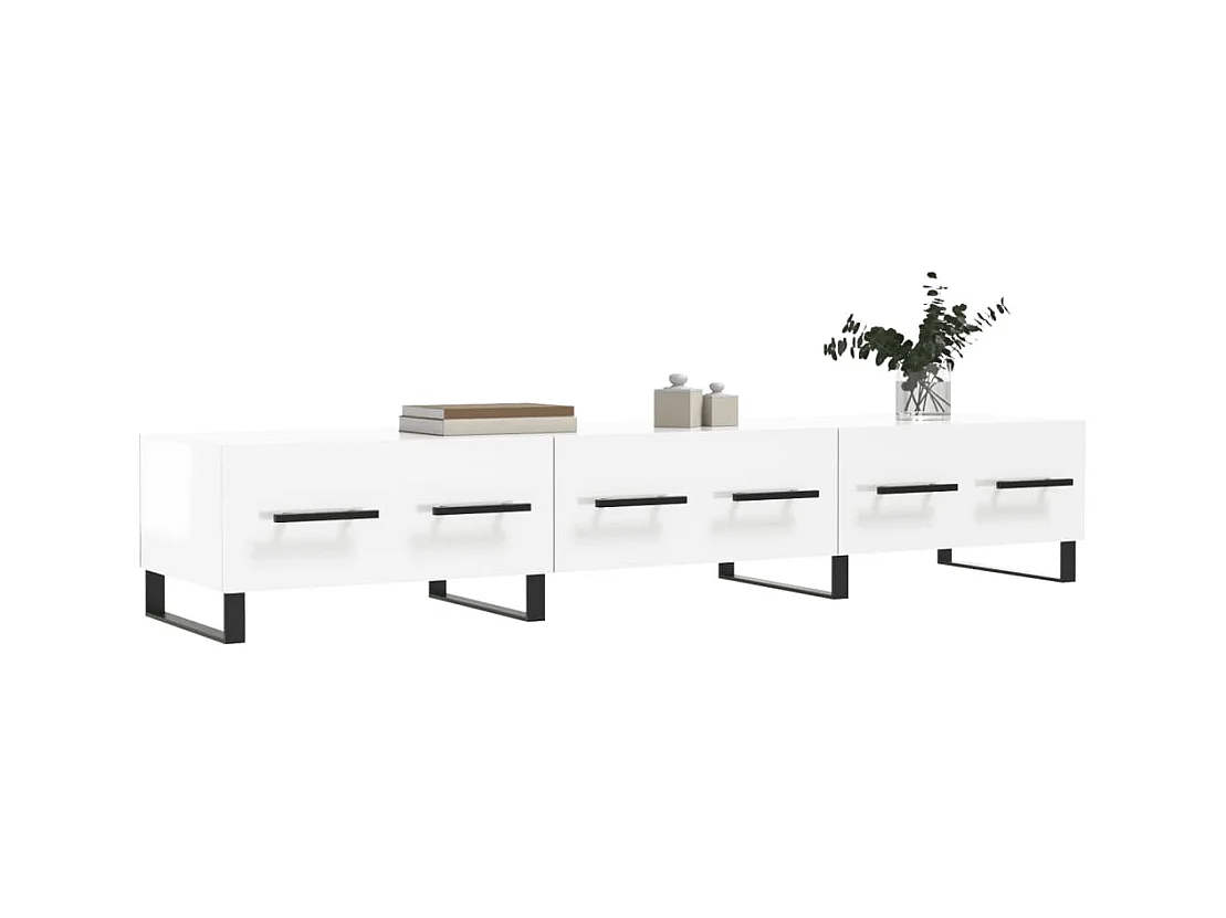 Mueble de TV | Mueble de salón madera de ingeniería blanco brillo 150x36x30 cm