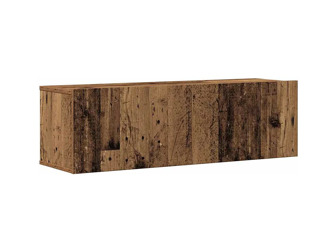 4-delig Tv-meubelset | Tv-Bank | TV-kast wandmontage bewerkt hout oud houtkleurig