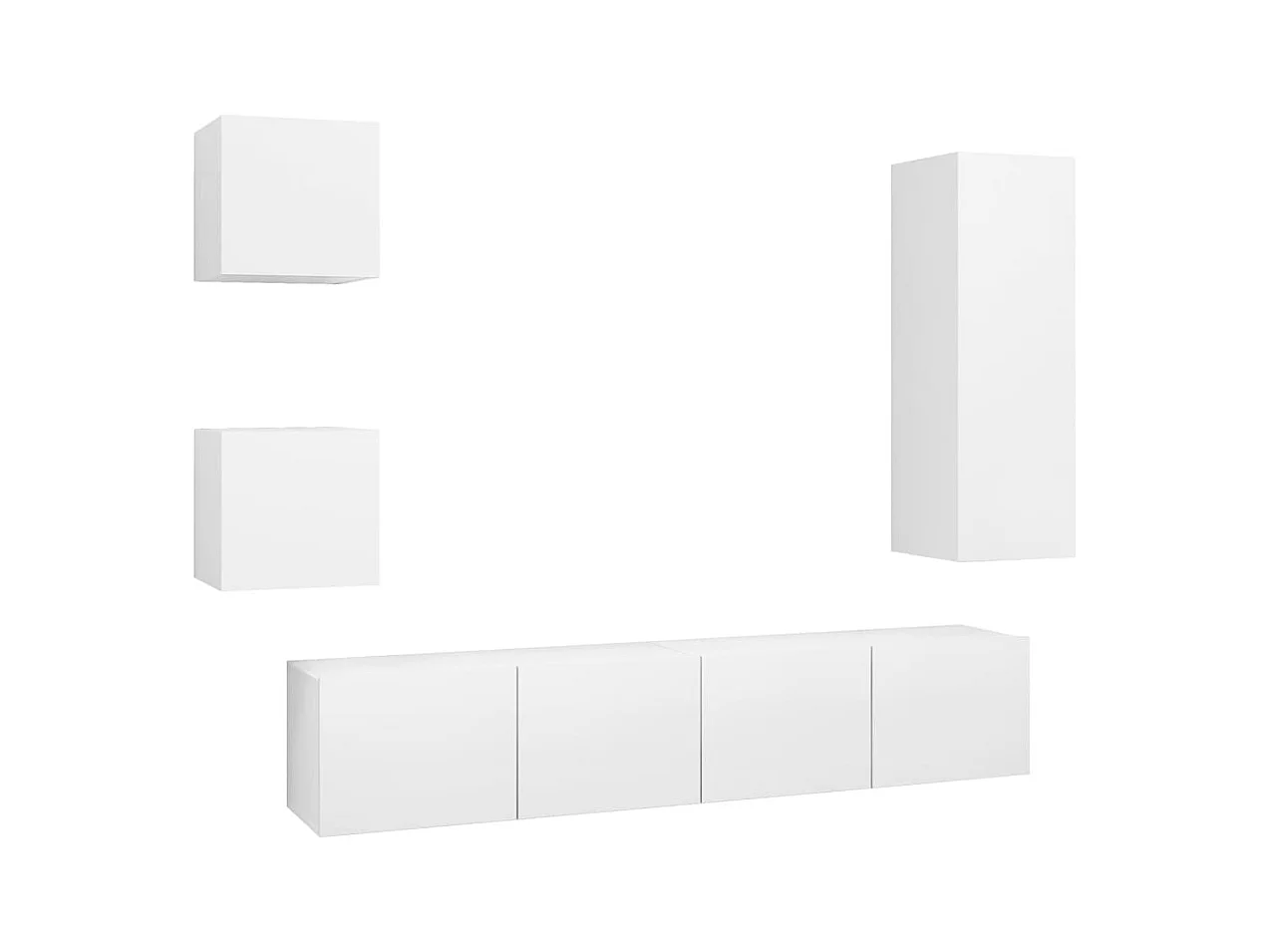 Set de muebles de salón TV | Gabinetes de TV |  Muebles de TV 5 piezas madera de ingeniería blanco