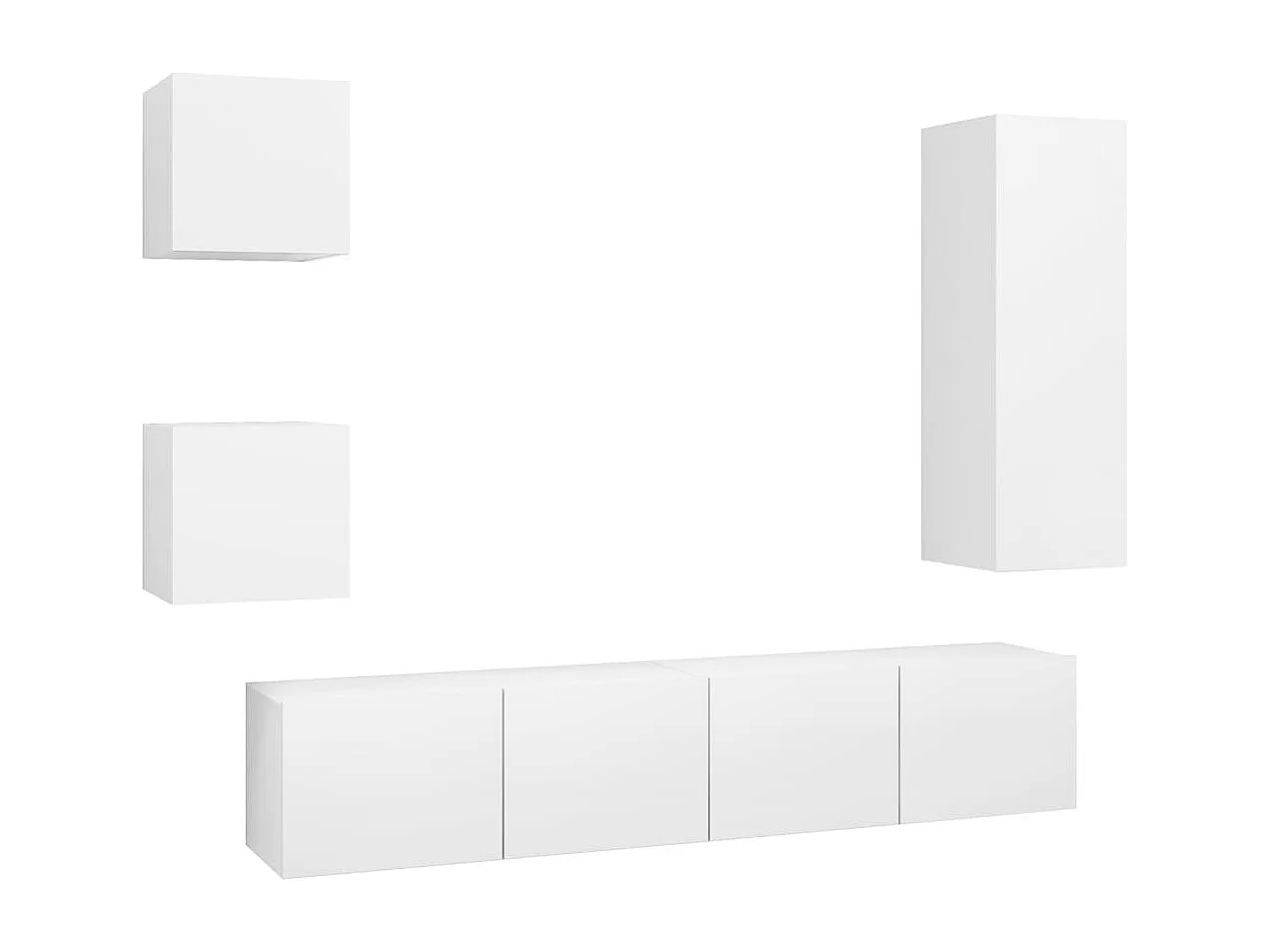 Set de muebles de salón TV | Gabinetes de TV |  Muebles de TV 5 piezas madera de ingeniería blanco