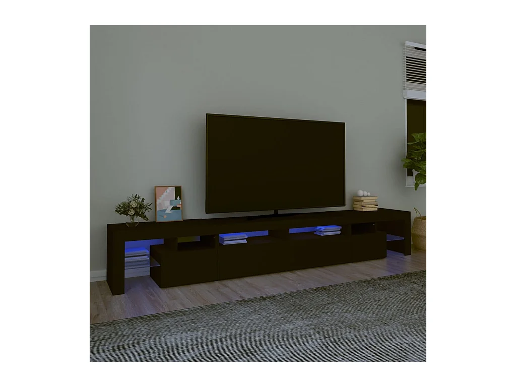 Mueble de TV | Mueble de salón con luces LED Negro 260x36,5x40 cm